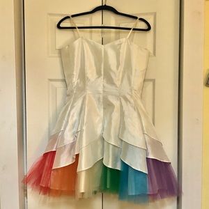 Flared Rainbow Tulle Prom Dress